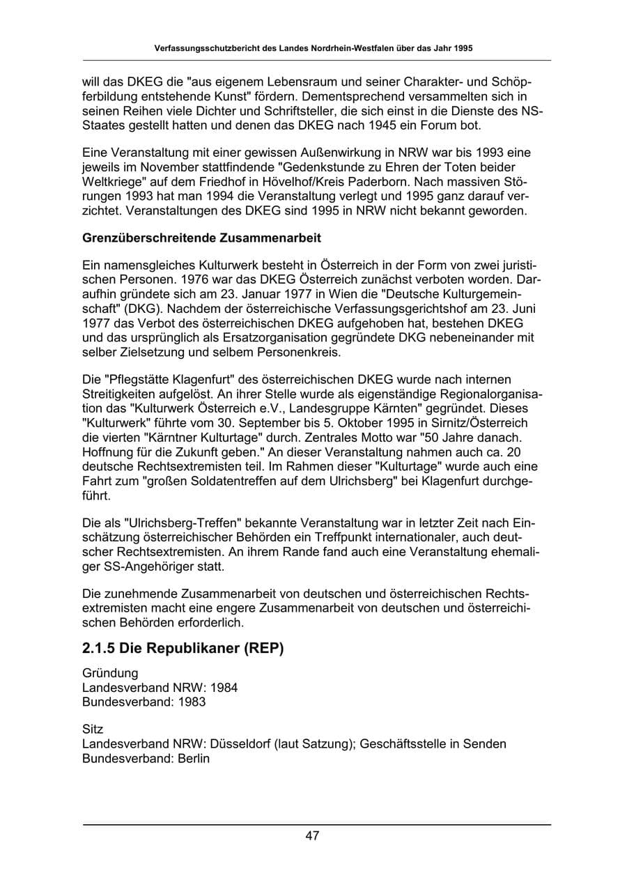 Seite 47 des Verfassungsschutzbericht 1995 Nordrhein-Westfalen