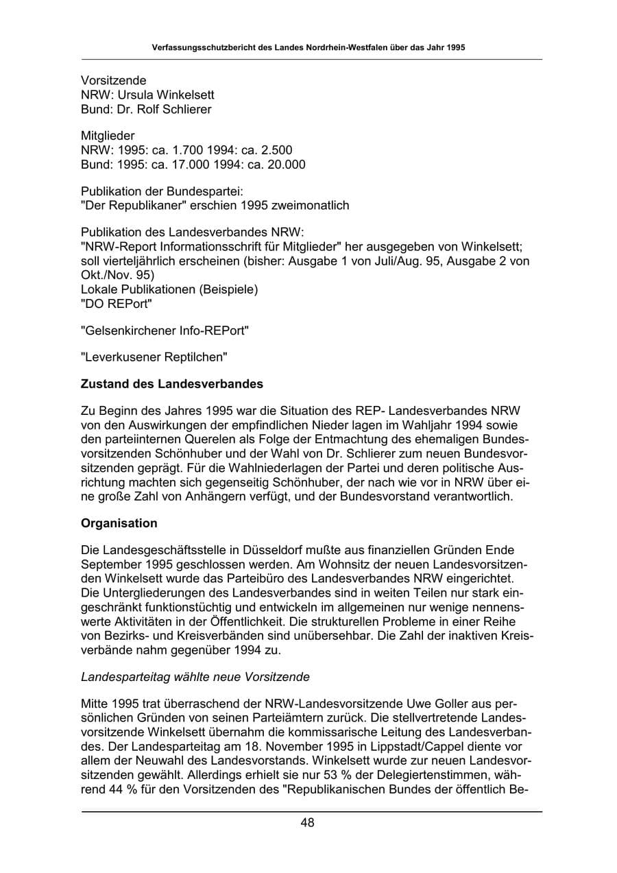 Seite 48 des Verfassungsschutzbericht 1995 Nordrhein-Westfalen