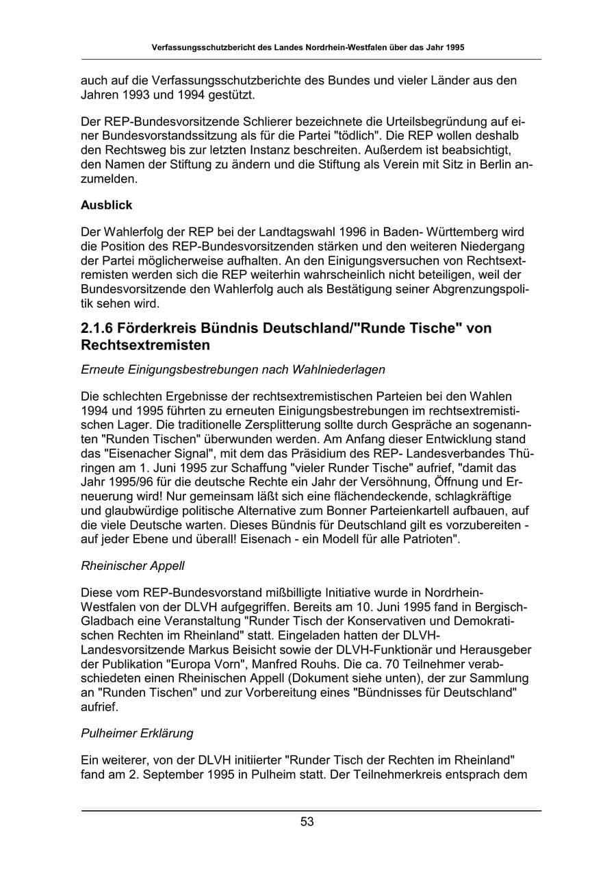 Seite 53 des Verfassungsschutzbericht 1995 Nordrhein-Westfalen