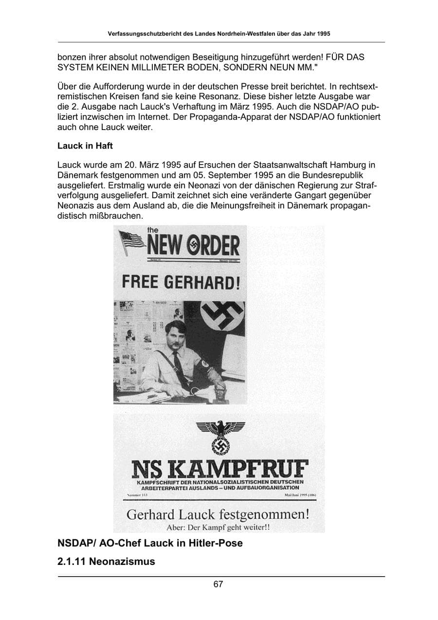 Seite 67 des Verfassungsschutzbericht 1995 Nordrhein-Westfalen