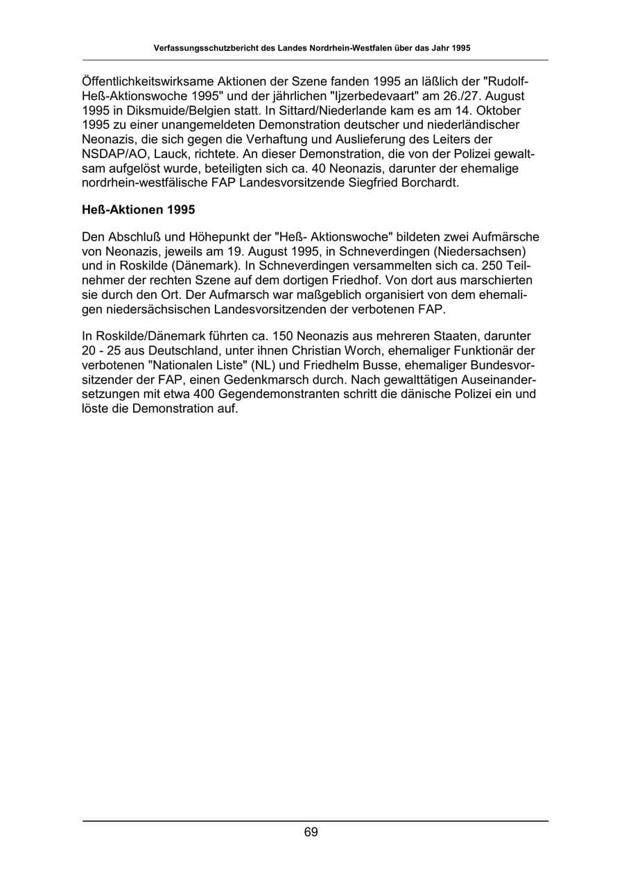 Seite 69 des Verfassungsschutzbericht 1995 Nordrhein-Westfalen