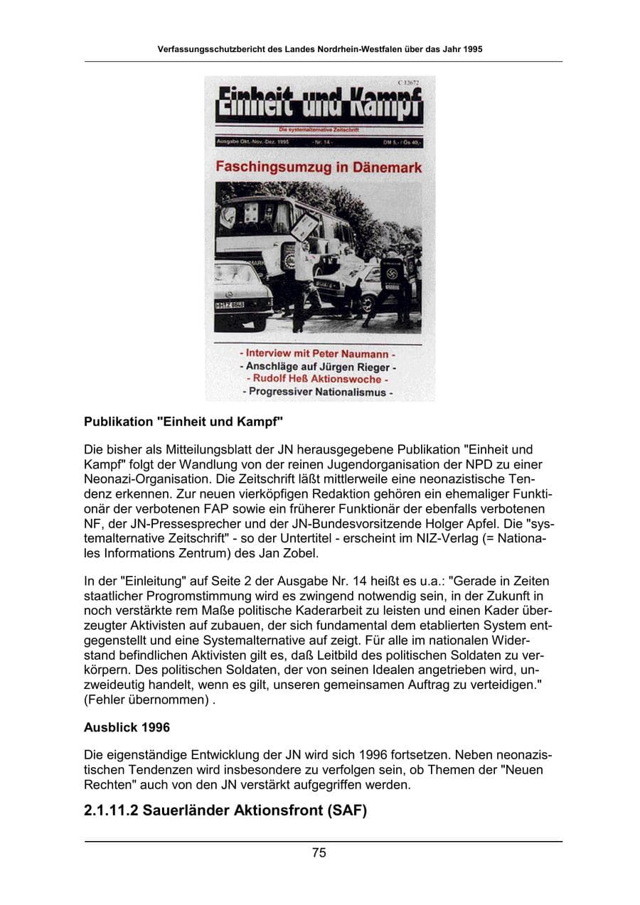 Seite 75 des Verfassungsschutzbericht 1995 Nordrhein-Westfalen