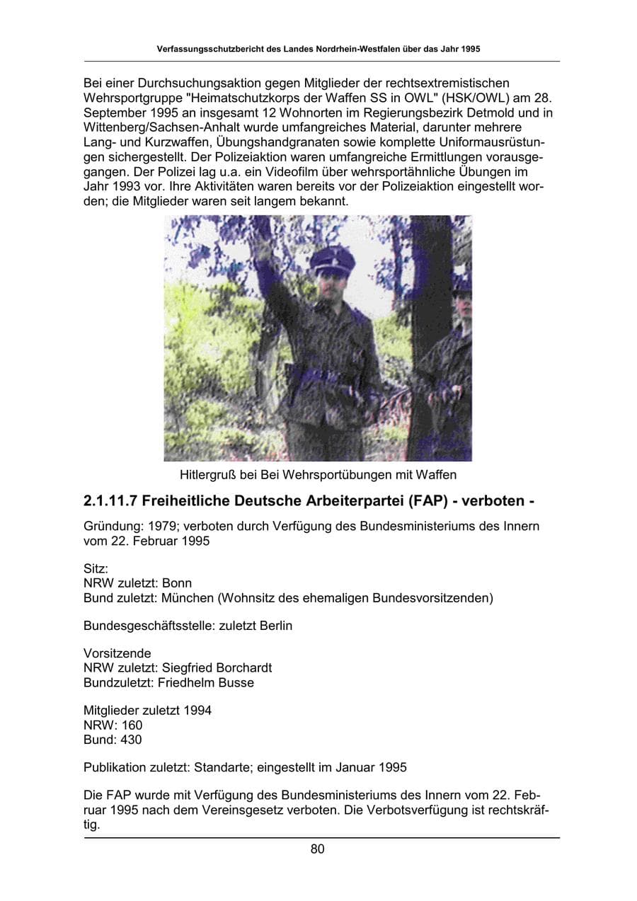 Seite 80 des Verfassungsschutzbericht 1995 Nordrhein-Westfalen