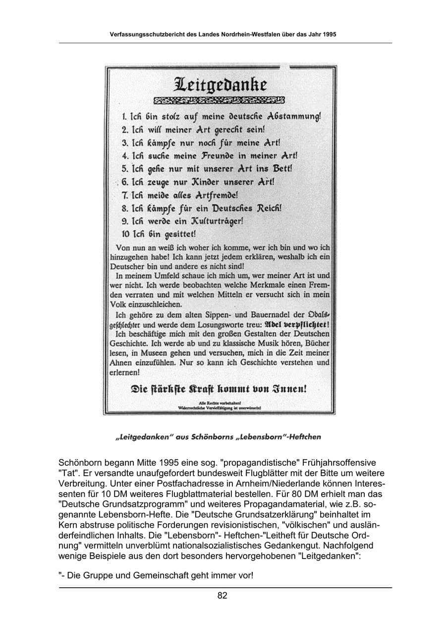 Seite 82 des Verfassungsschutzbericht 1995 Nordrhein-Westfalen
