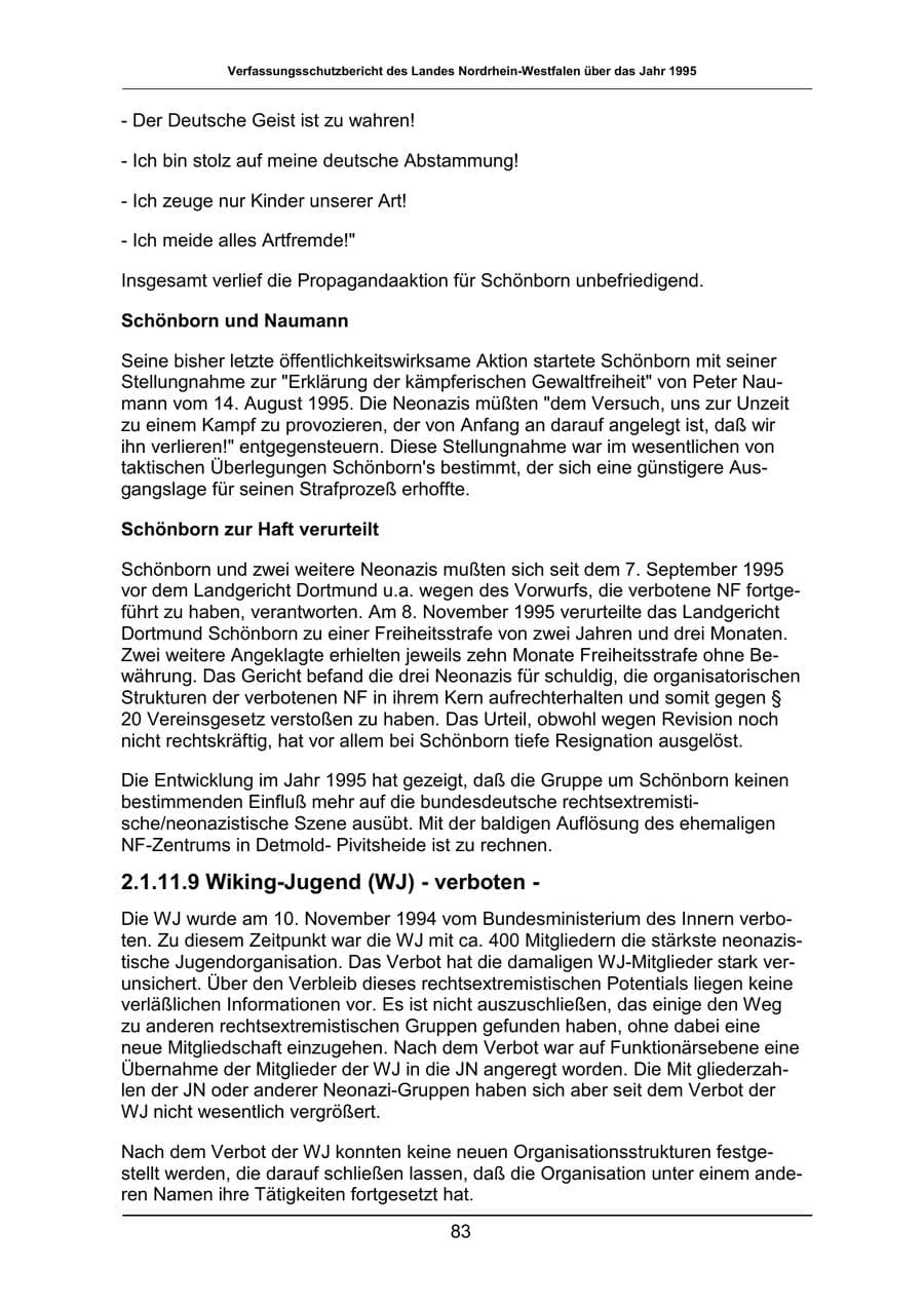 Seite 83 des Verfassungsschutzbericht 1995 Nordrhein-Westfalen