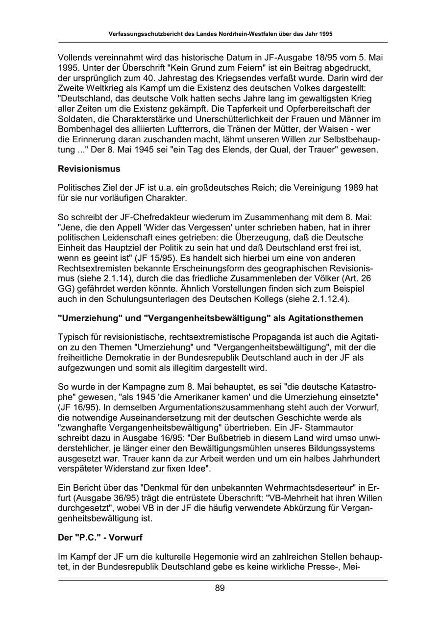 Seite 89 des Verfassungsschutzbericht 1995 Nordrhein-Westfalen