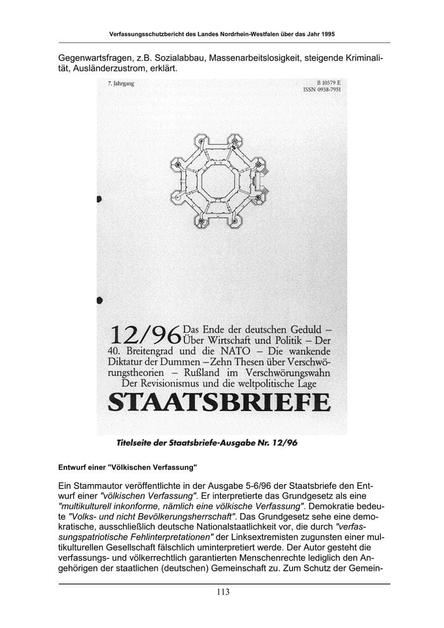 Seite 113 des Verfassungsschutzbericht 1996 Nordrhein-Westfalen
