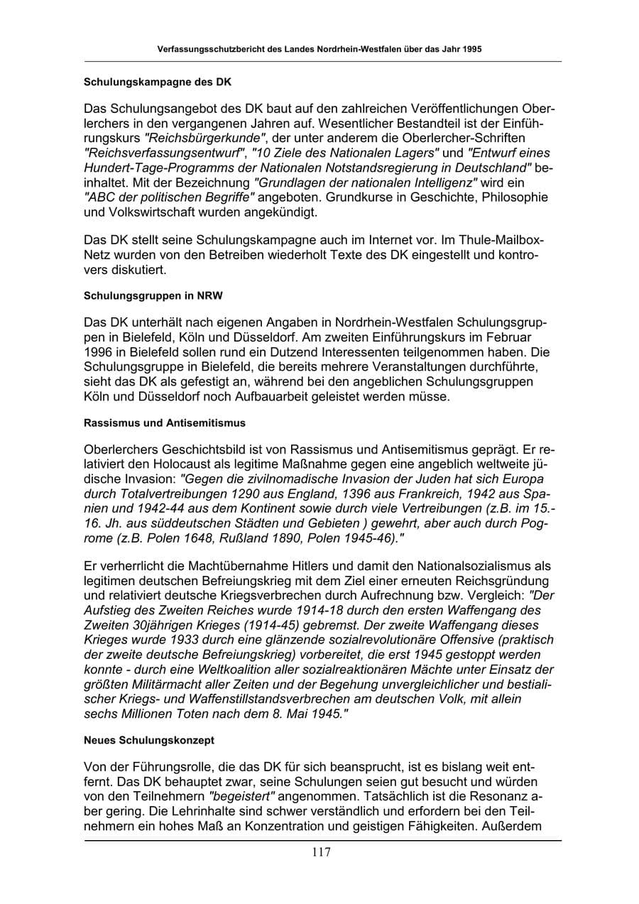 Seite 117 des Verfassungsschutzbericht 1996 Nordrhein-Westfalen