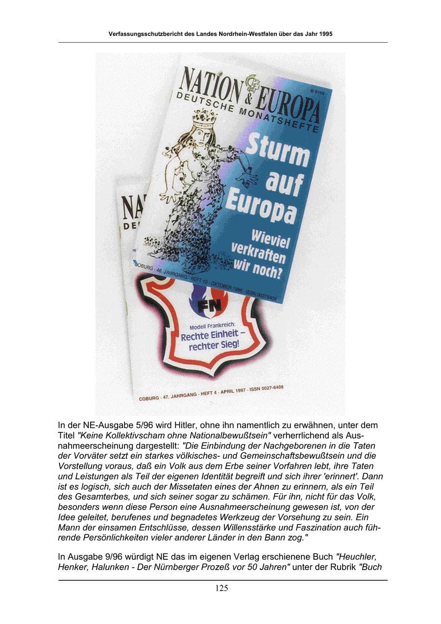 Seite 125 des Verfassungsschutzbericht 1996 Nordrhein-Westfalen