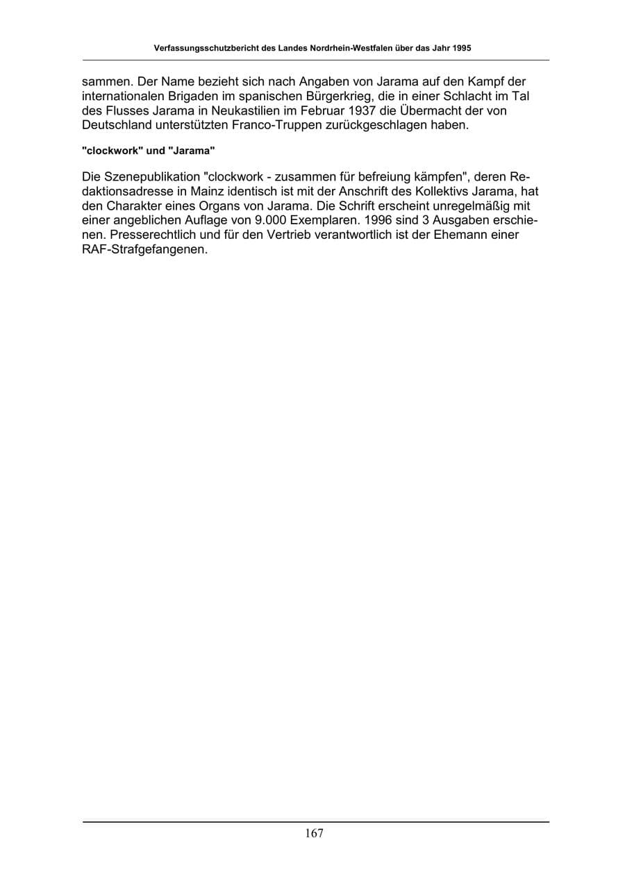 Seite 167 des Verfassungsschutzbericht 1996 Nordrhein-Westfalen