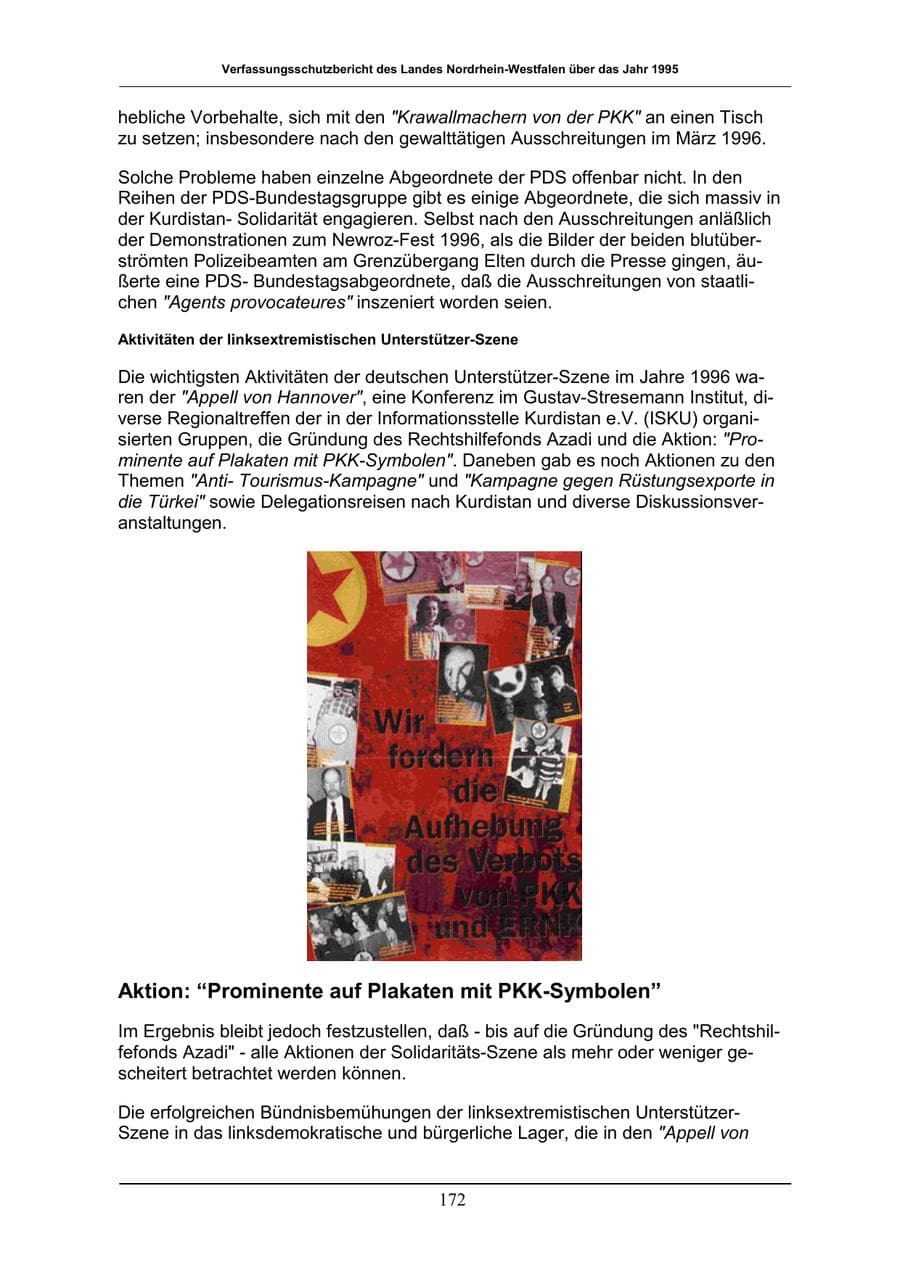 Seite 172 des Verfassungsschutzbericht 1996 Nordrhein-Westfalen