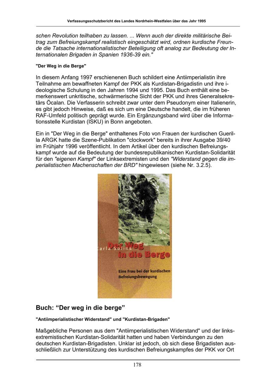 Seite 178 des Verfassungsschutzbericht 1996 Nordrhein-Westfalen