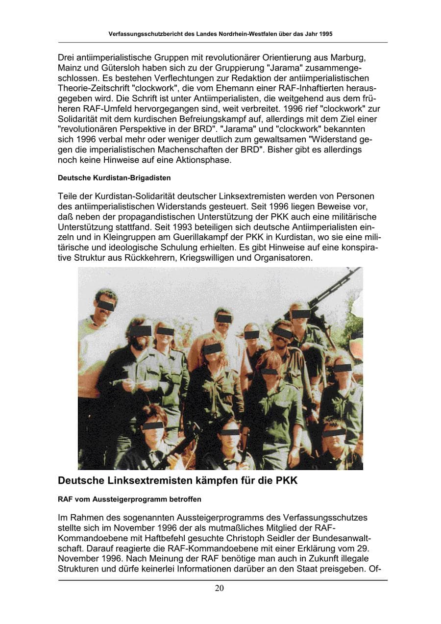 Seite 20 des Verfassungsschutzbericht 1996 Nordrhein-Westfalen