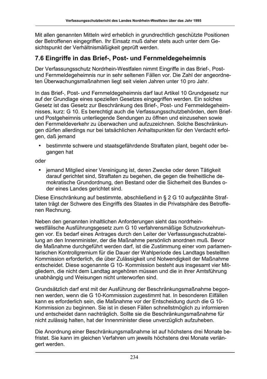 Seite 234 des Verfassungsschutzbericht 1996 Nordrhein-Westfalen