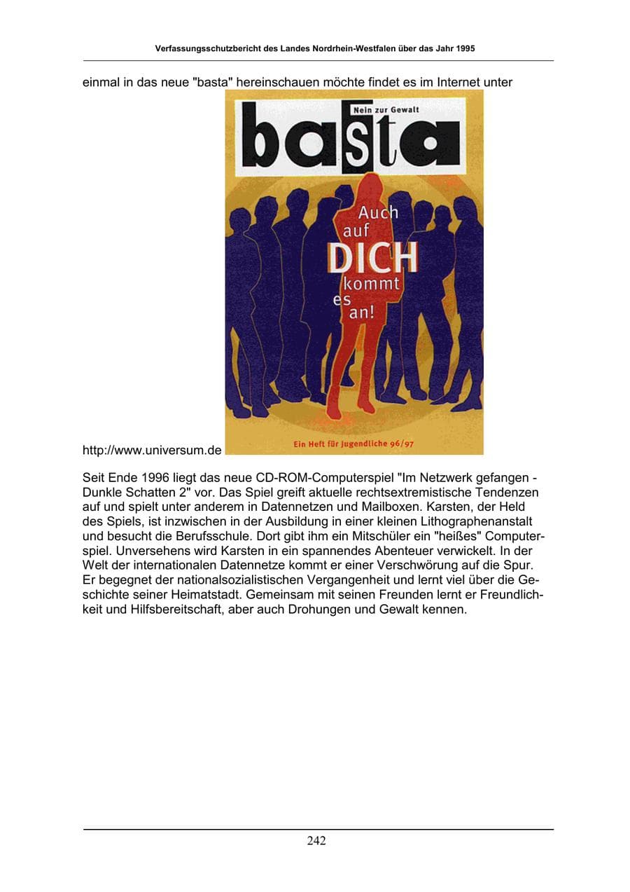 Seite 242 des Verfassungsschutzbericht 1996 Nordrhein-Westfalen
