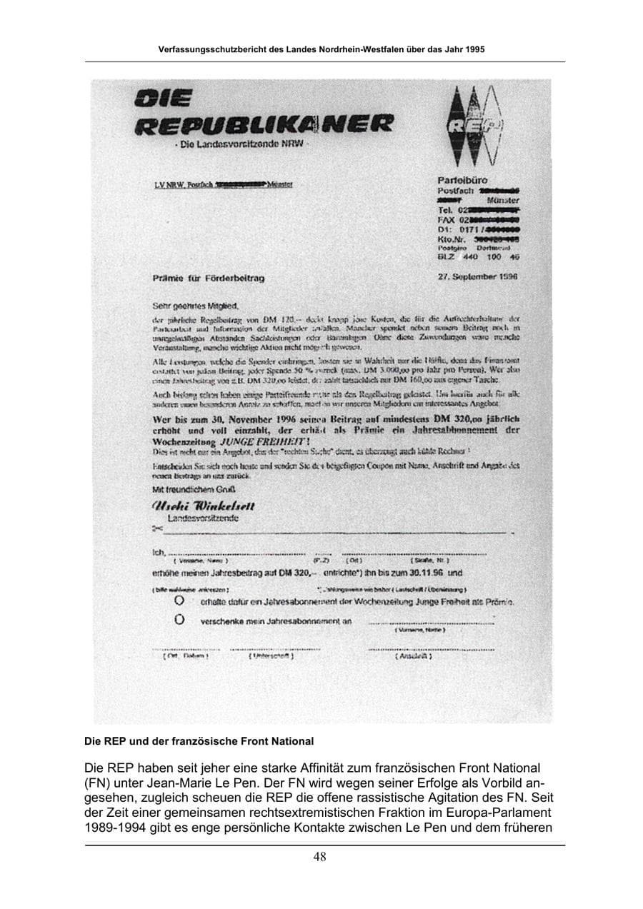 Seite 48 des Verfassungsschutzbericht 1996 Nordrhein-Westfalen