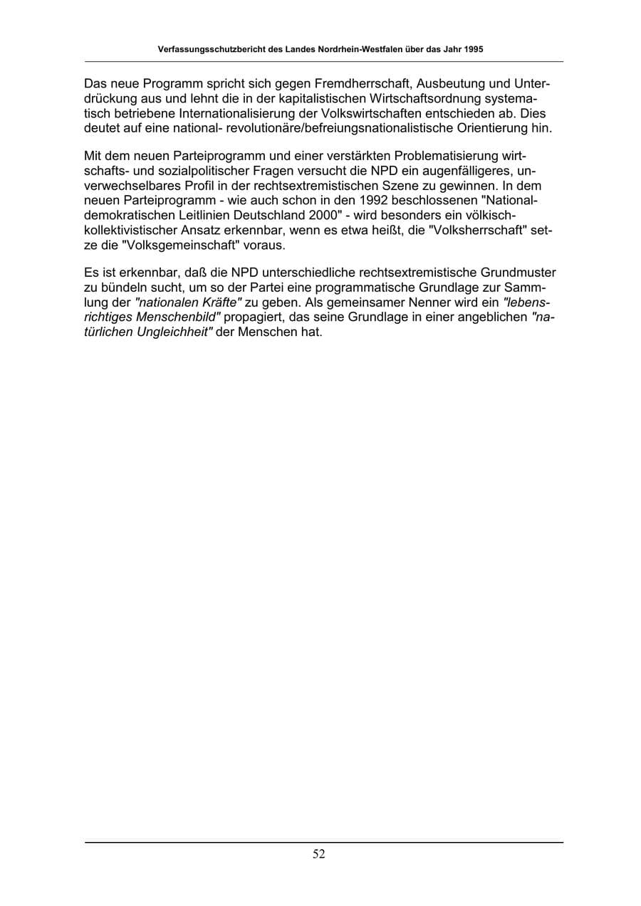 Seite 52 des Verfassungsschutzbericht 1996 Nordrhein-Westfalen