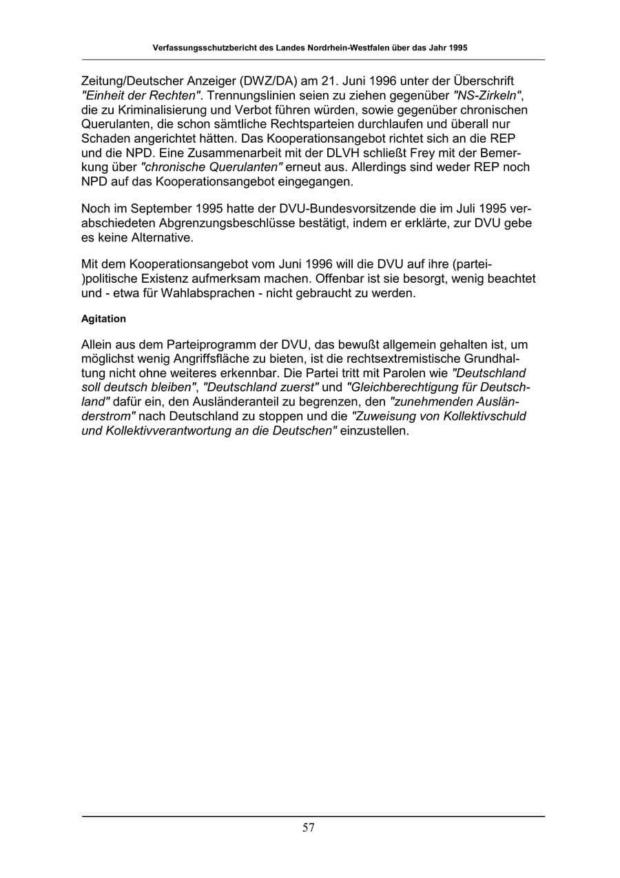Seite 57 des Verfassungsschutzbericht 1996 Nordrhein-Westfalen