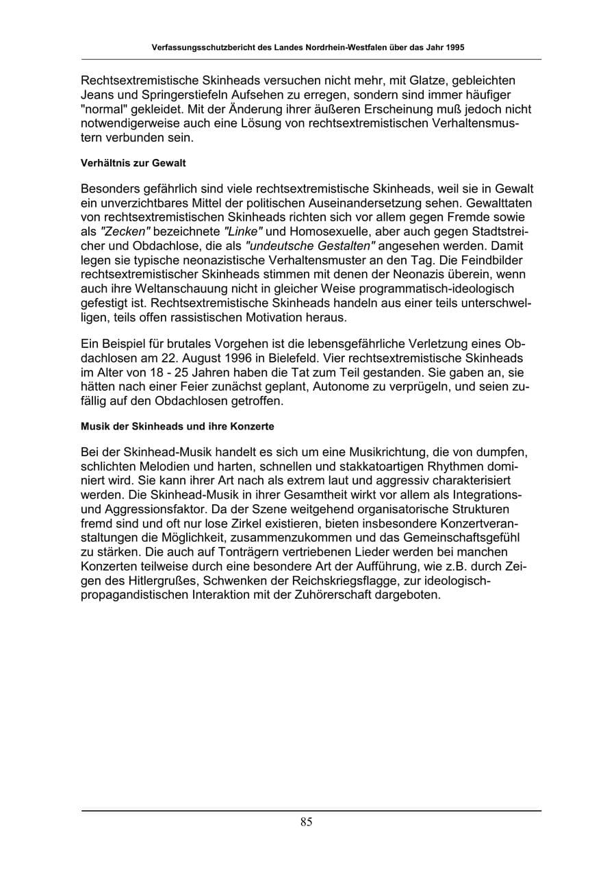 Seite 85 des Verfassungsschutzbericht 1996 Nordrhein-Westfalen