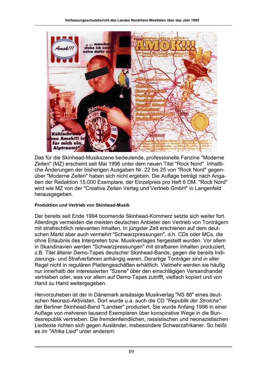Seite 89 des Verfassungsschutzbericht 1996 Nordrhein-Westfalen