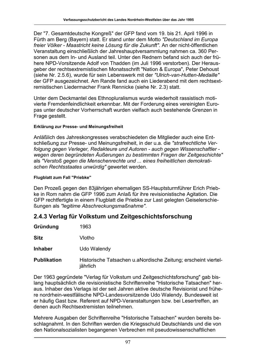 Seite 97 des Verfassungsschutzbericht 1996 Nordrhein-Westfalen