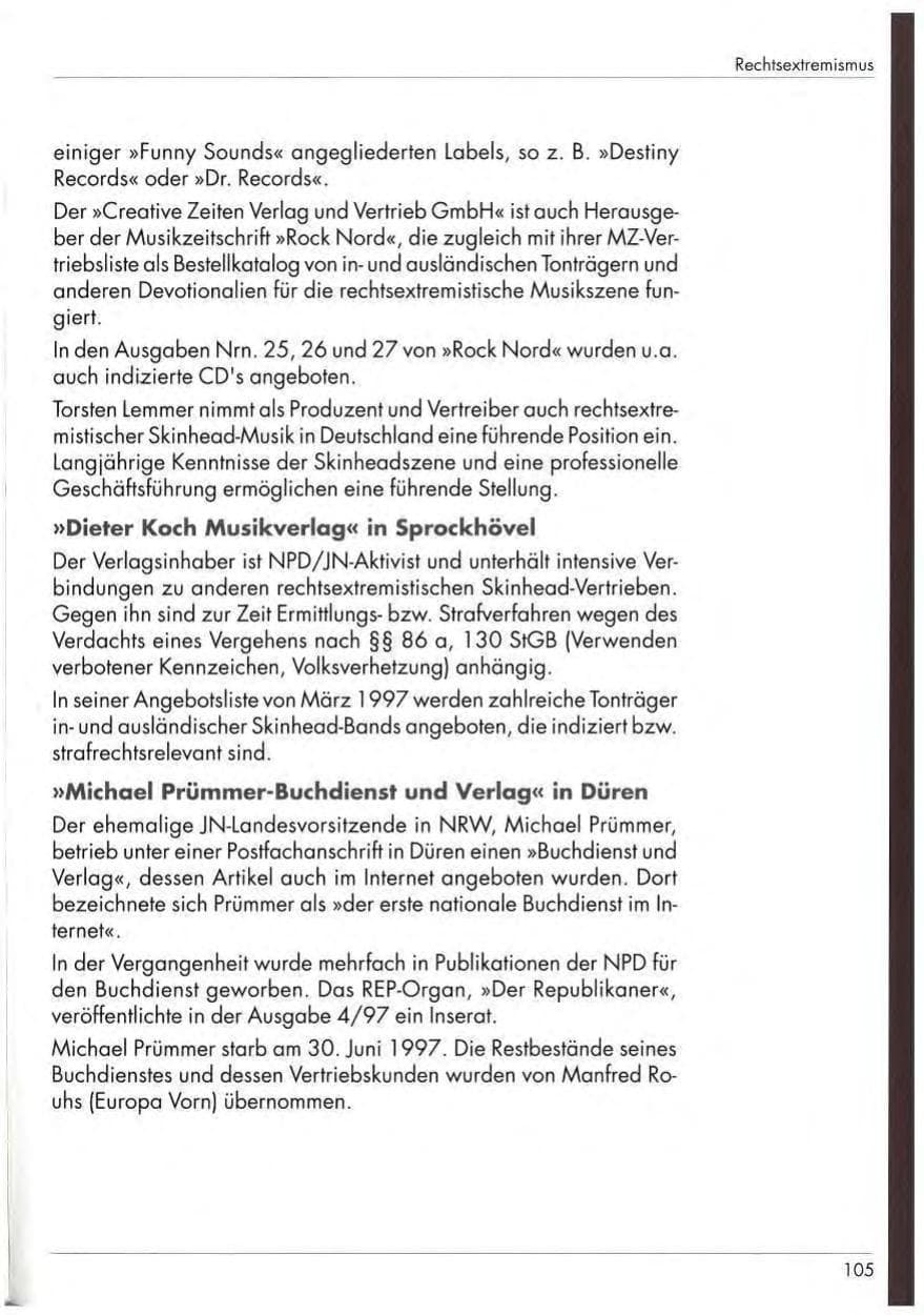 Seite 107 des Verfassungsschutzbericht 1997 Nordrhein-Westfalen