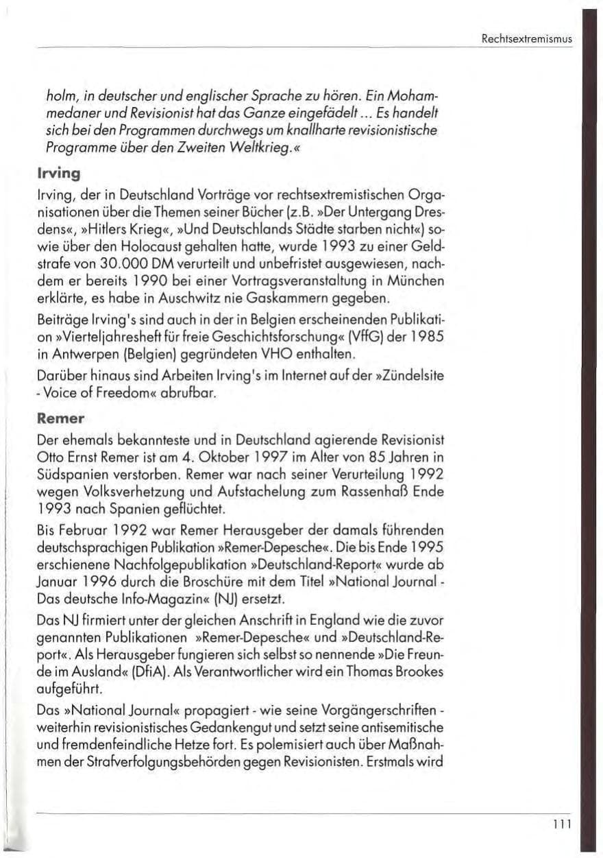 Seite 113 des Verfassungsschutzbericht 1997 Nordrhein-Westfalen