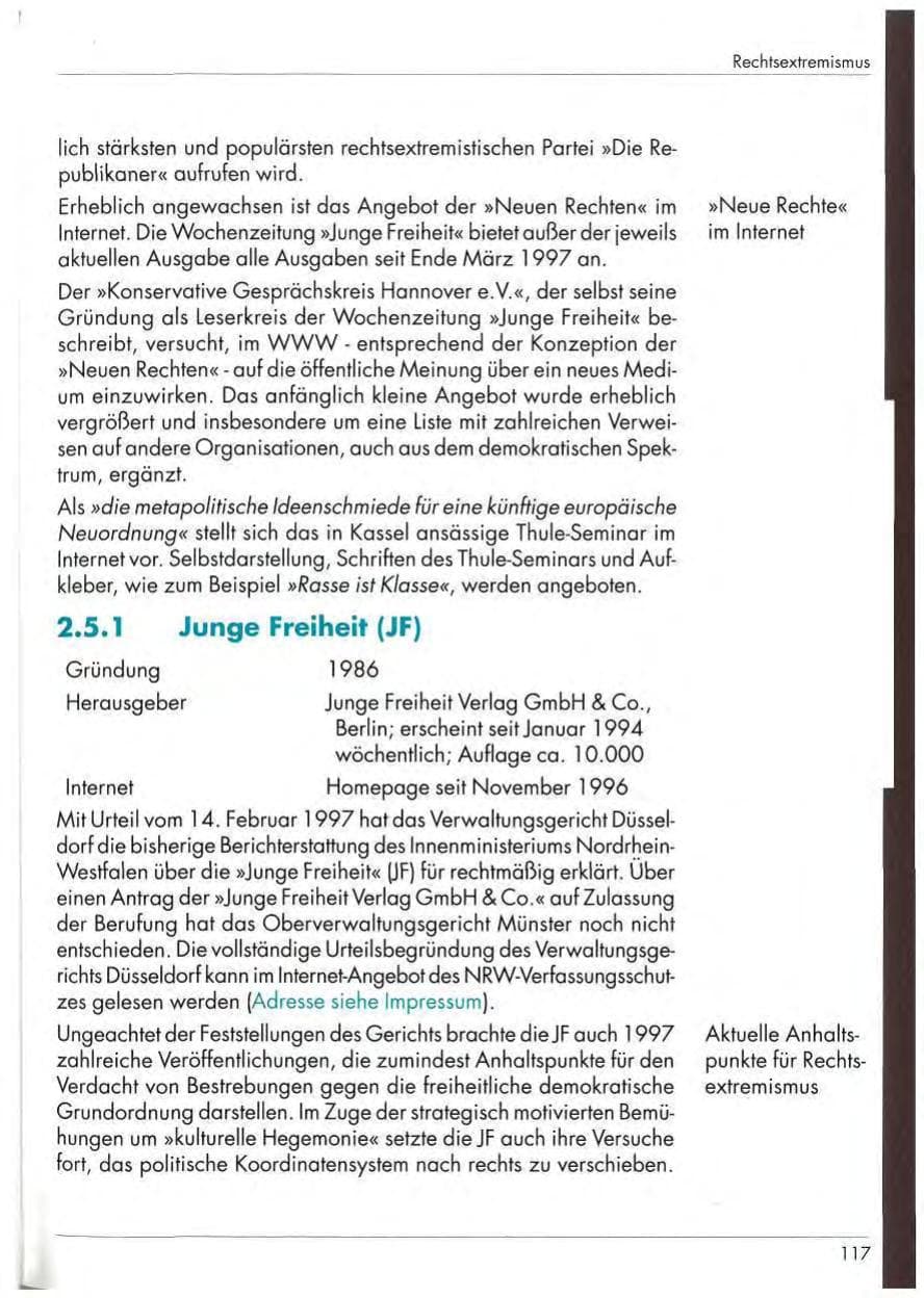 Seite 119 des Verfassungsschutzbericht 1997 Nordrhein-Westfalen