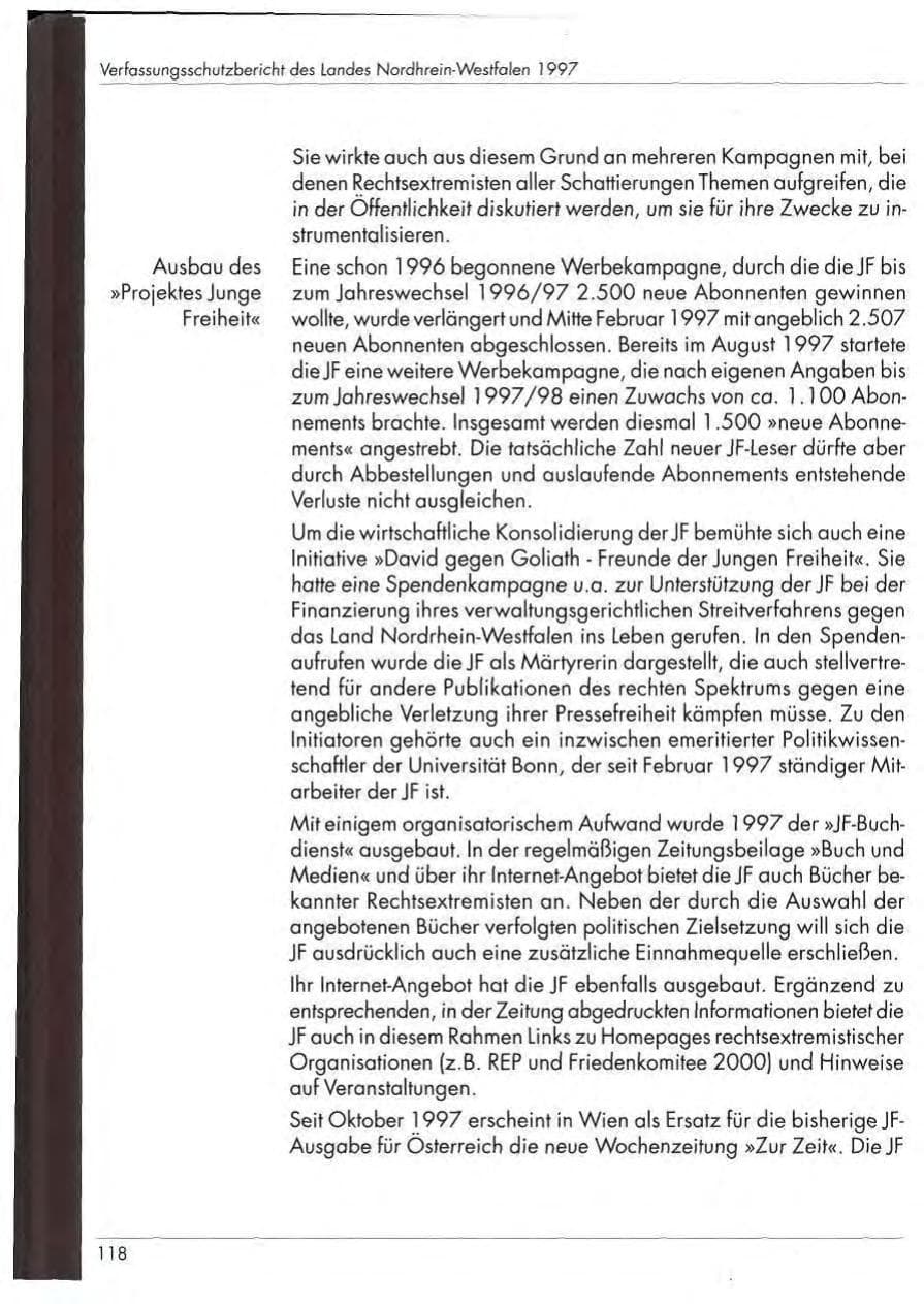 Seite 120 des Verfassungsschutzbericht 1997 Nordrhein-Westfalen