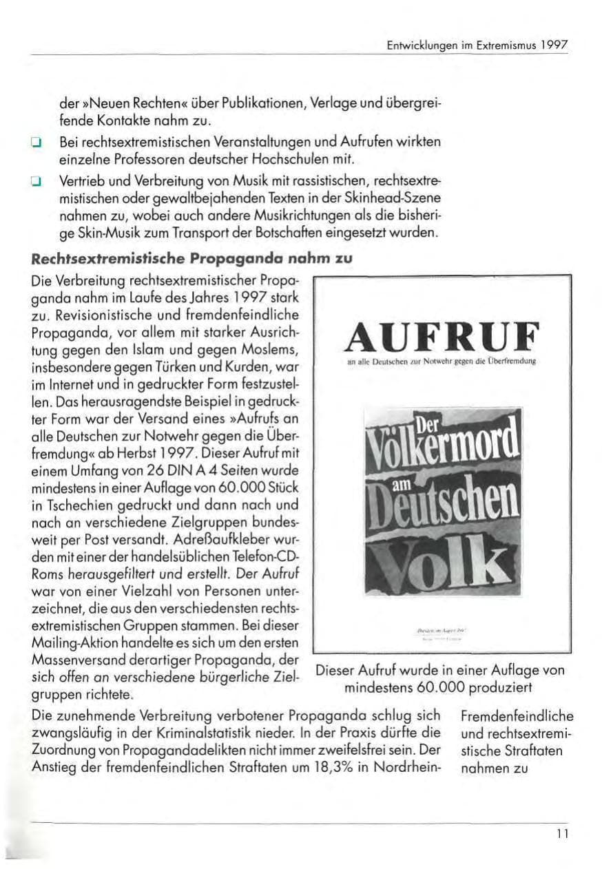 Seite 13 des Verfassungsschutzbericht 1997 Nordrhein-Westfalen