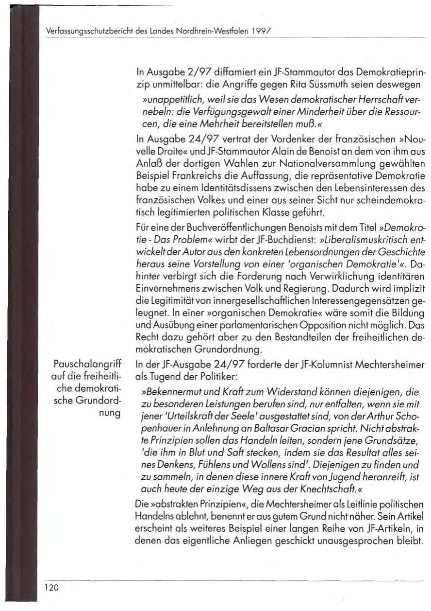 Seite 122 des Verfassungsschutzbericht 1997 Nordrhein-Westfalen