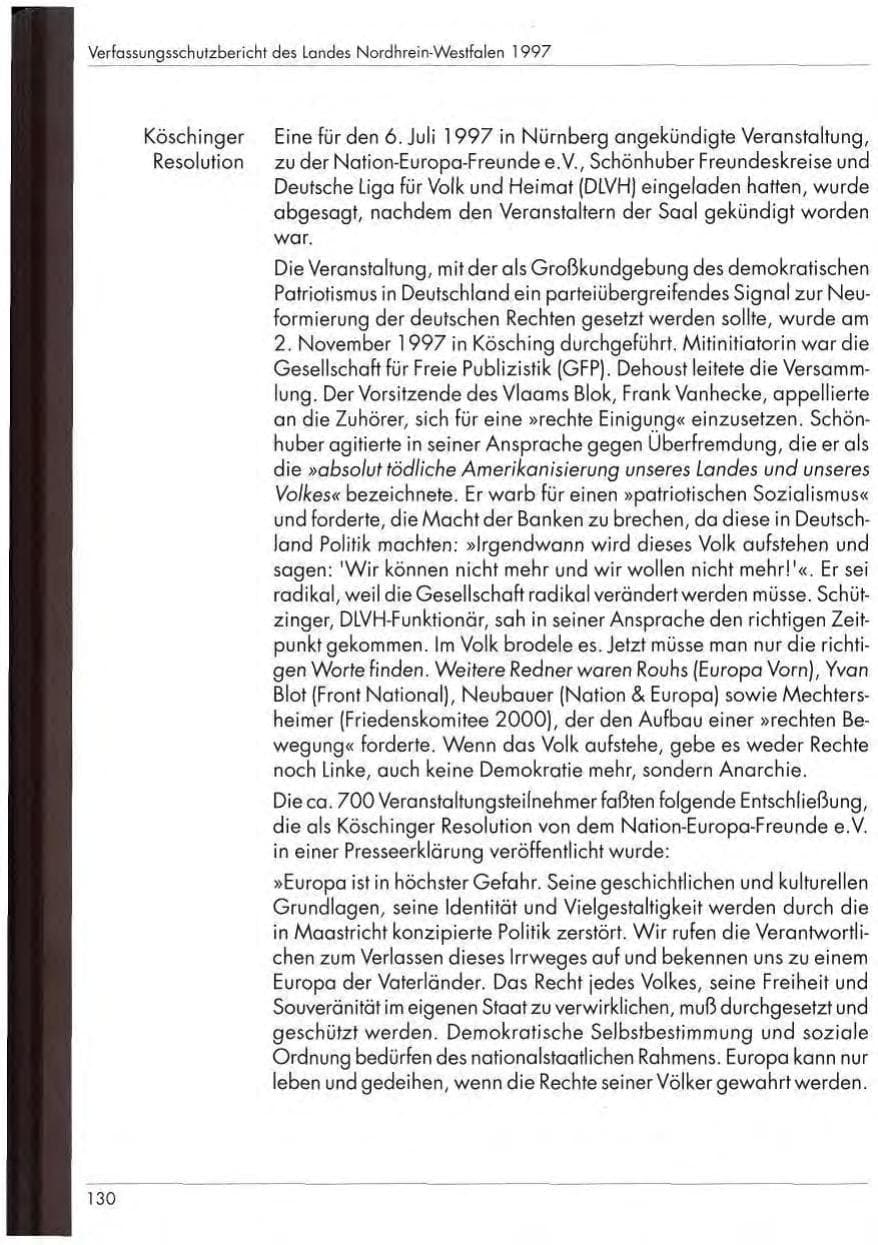 Seite 132 des Verfassungsschutzbericht 1997 Nordrhein-Westfalen