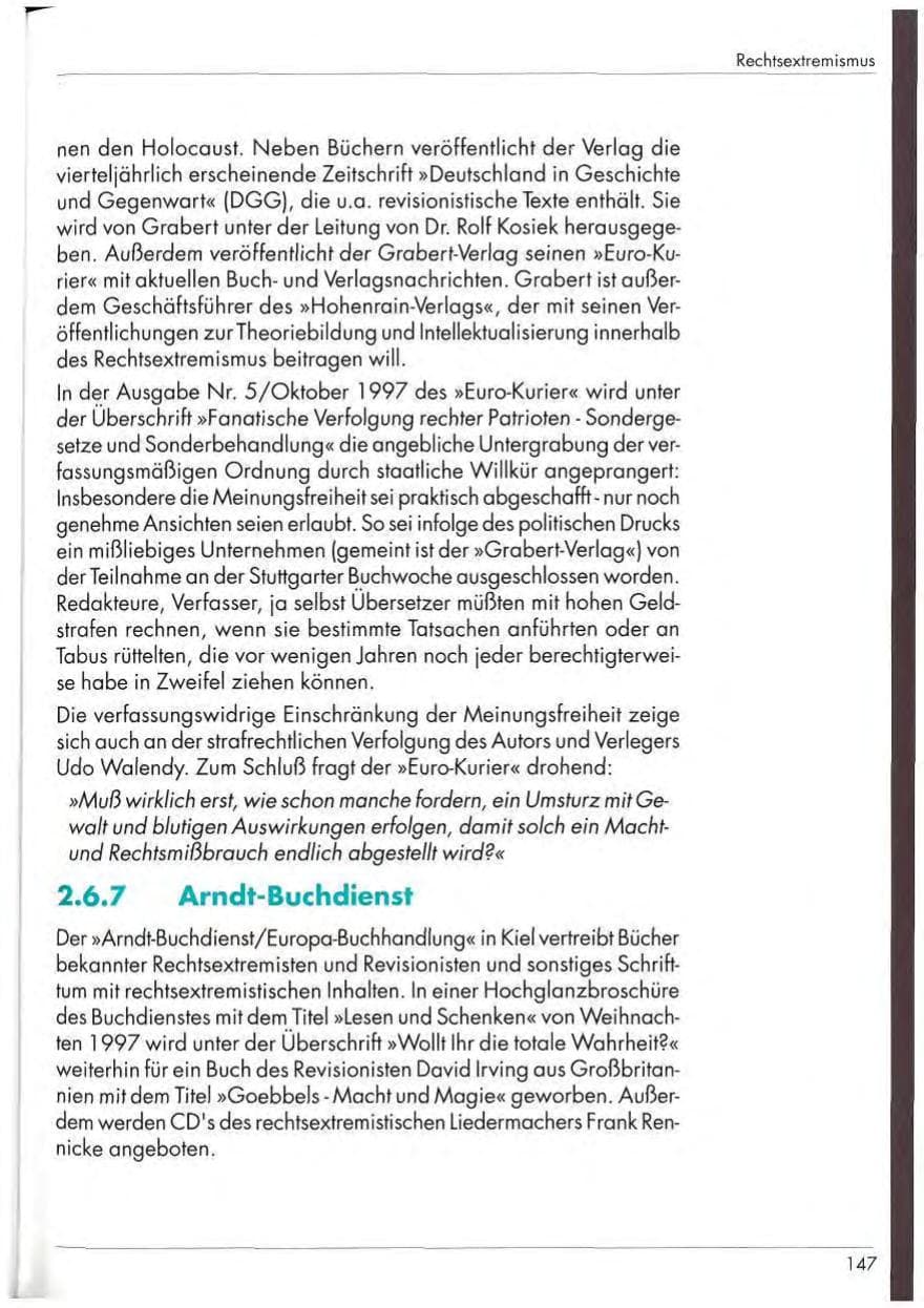 Seite 149 des Verfassungsschutzbericht 1997 Nordrhein-Westfalen