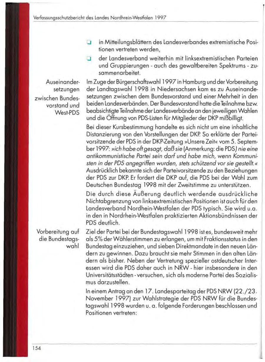 Seite 156 des Verfassungsschutzbericht 1997 Nordrhein-Westfalen