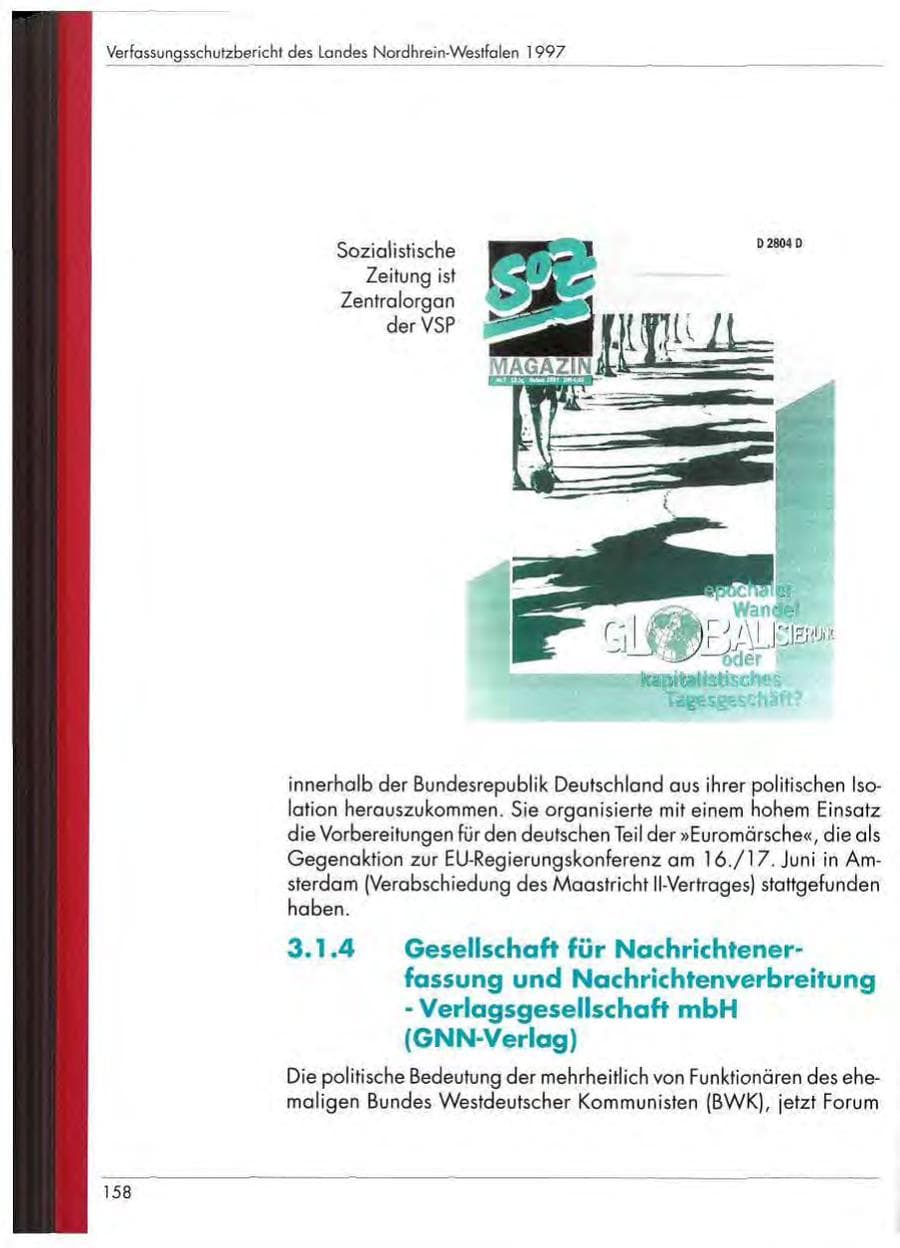 Seite 160 des Verfassungsschutzbericht 1997 Nordrhein-Westfalen