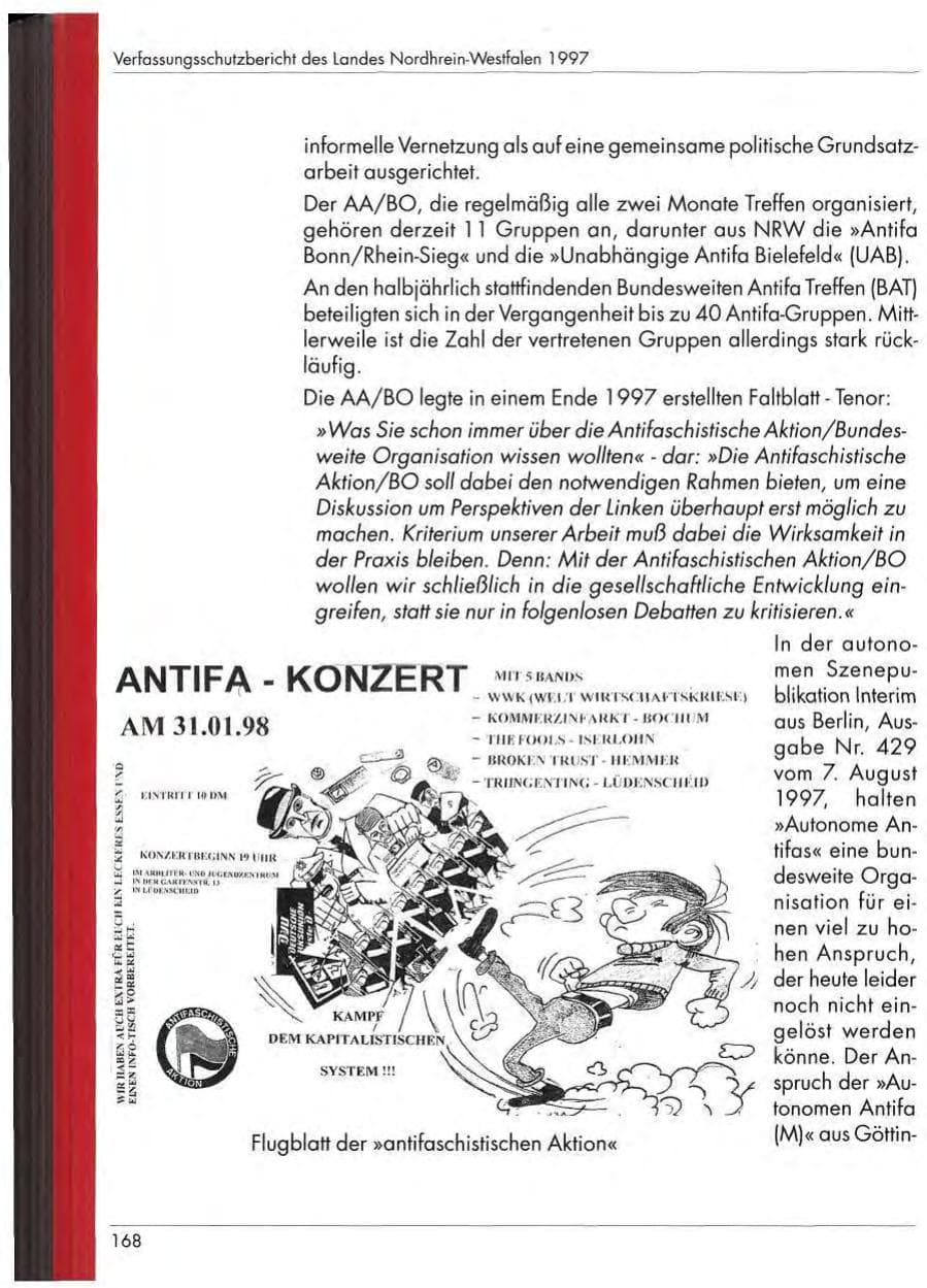 Seite 170 des Verfassungsschutzbericht 1997 Nordrhein-Westfalen