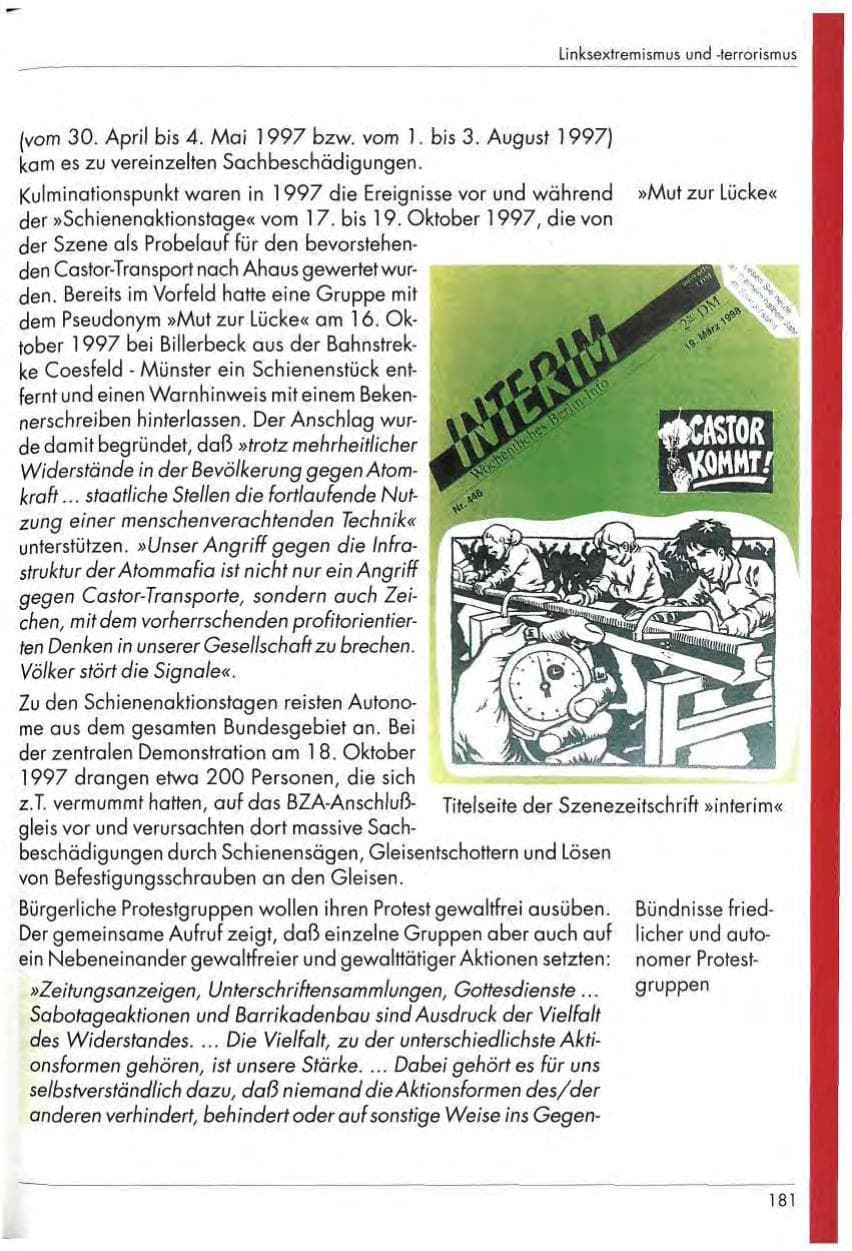 Seite 183 des Verfassungsschutzbericht 1997 Nordrhein-Westfalen
