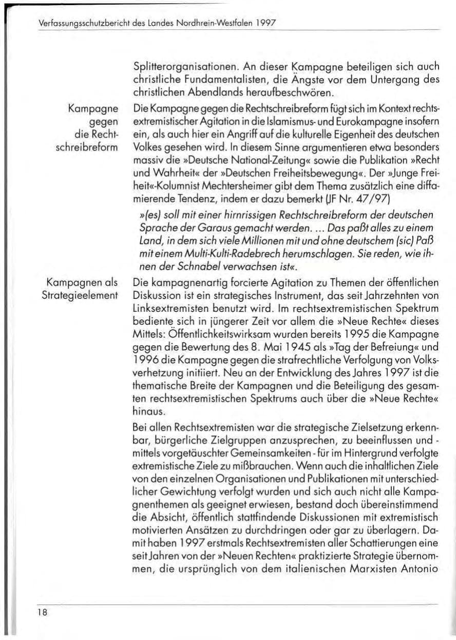 Seite 20 des Verfassungsschutzbericht 1997 Nordrhein-Westfalen