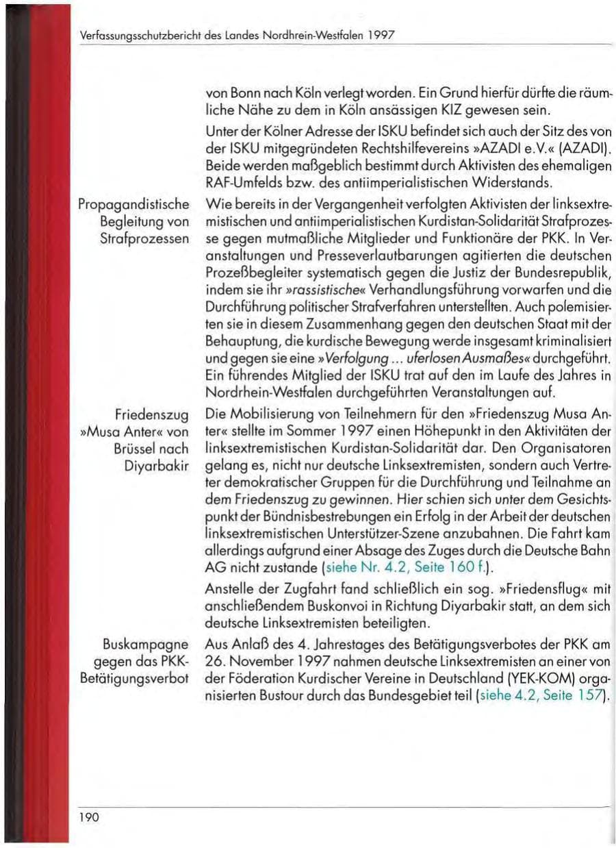 Seite 192 des Verfassungsschutzbericht 1997 Nordrhein-Westfalen