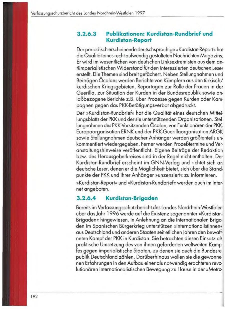 Seite 194 des Verfassungsschutzbericht 1997 Nordrhein-Westfalen