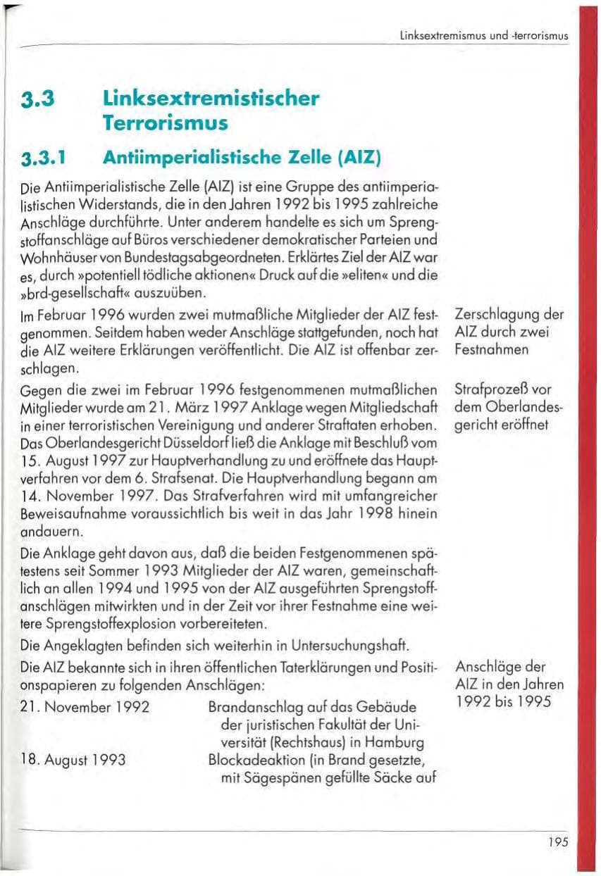 Seite 197 des Verfassungsschutzbericht 1997 Nordrhein-Westfalen