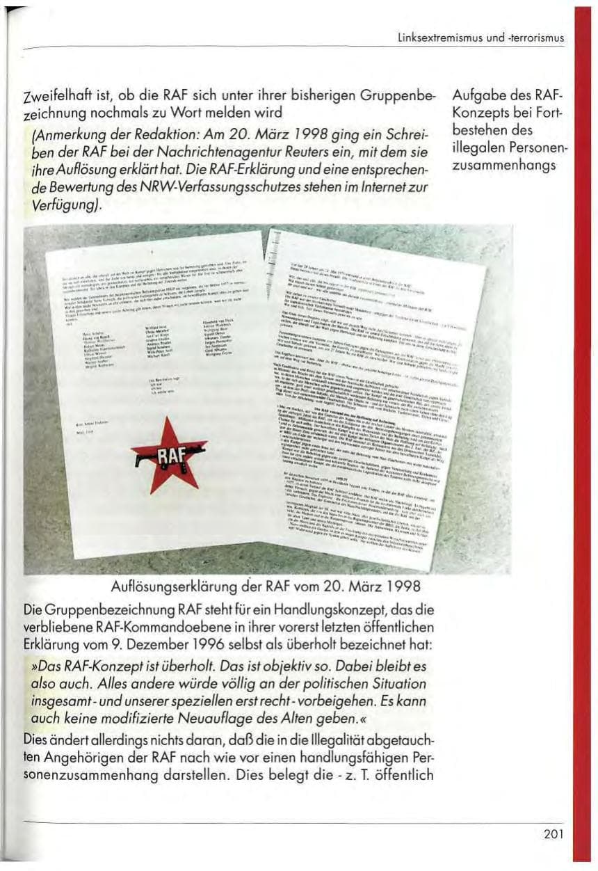 Seite 203 des Verfassungsschutzbericht 1997 Nordrhein-Westfalen