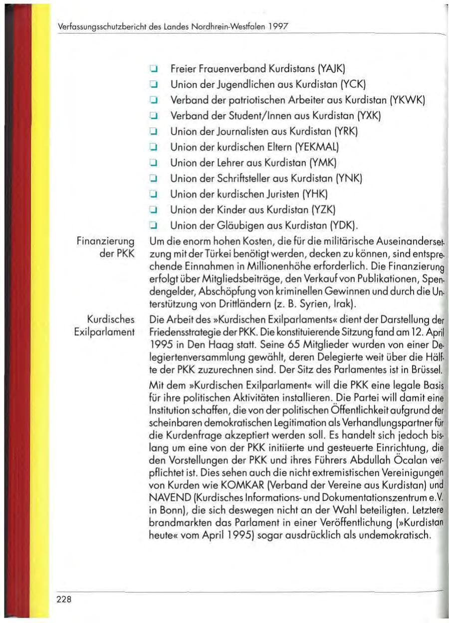Seite 230 des Verfassungsschutzbericht 1997 Nordrhein-Westfalen