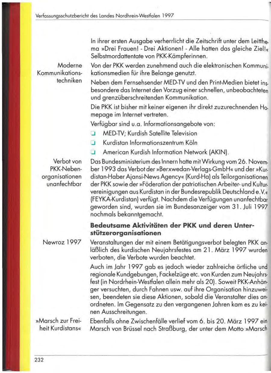 Seite 234 des Verfassungsschutzbericht 1997 Nordrhein-Westfalen