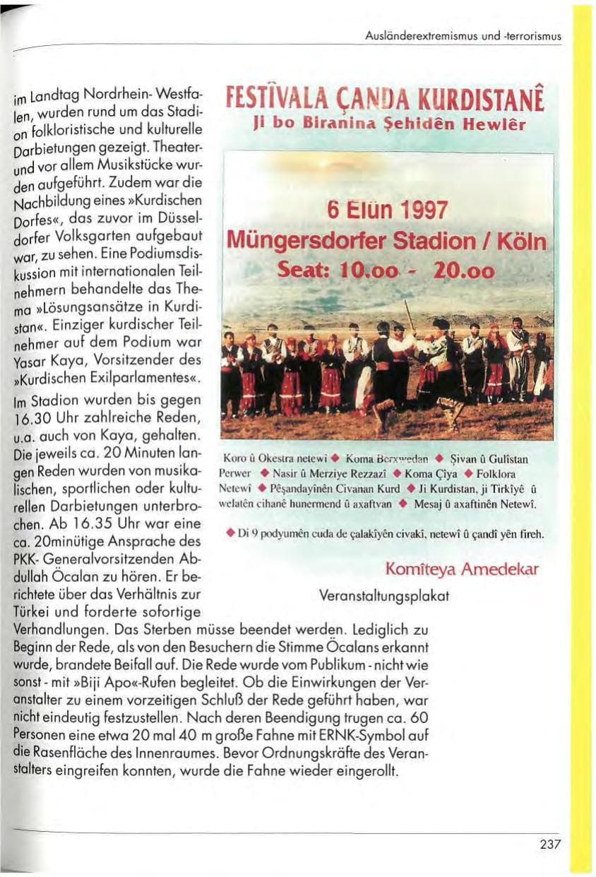 Seite 239 des Verfassungsschutzbericht 1997 Nordrhein-Westfalen