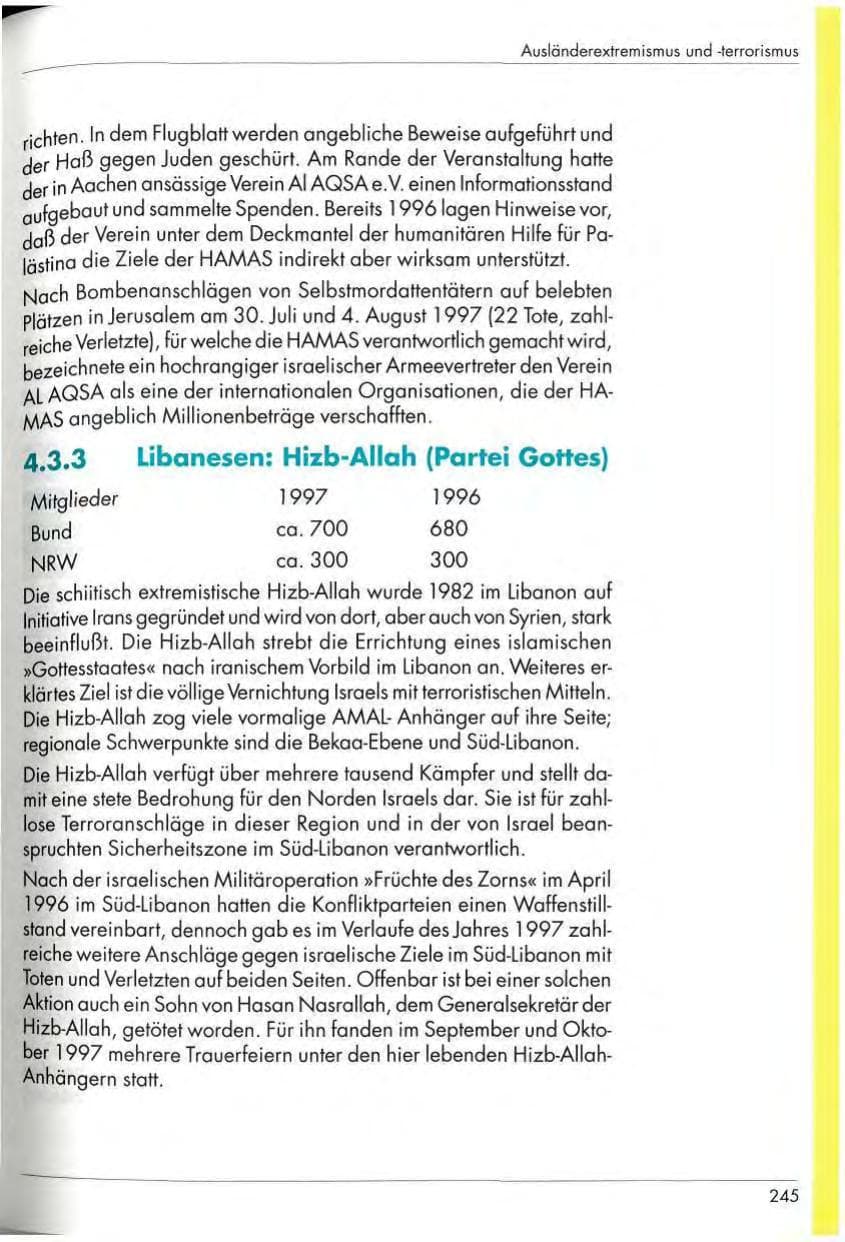 Seite 247 des Verfassungsschutzbericht 1997 Nordrhein-Westfalen