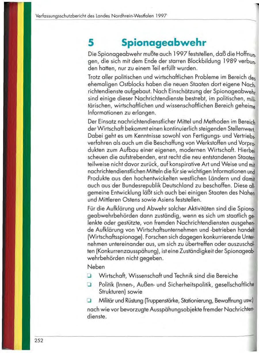 Seite 254 des Verfassungsschutzbericht 1997 Nordrhein-Westfalen