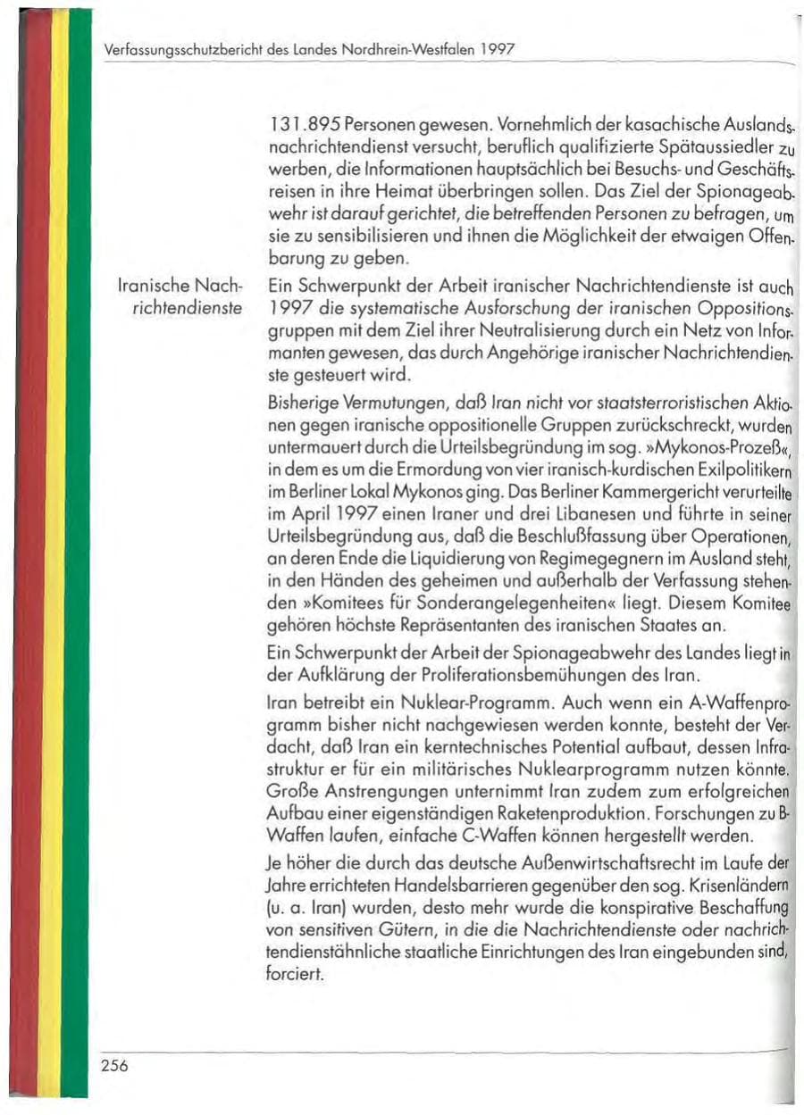 Seite 258 des Verfassungsschutzbericht 1997 Nordrhein-Westfalen