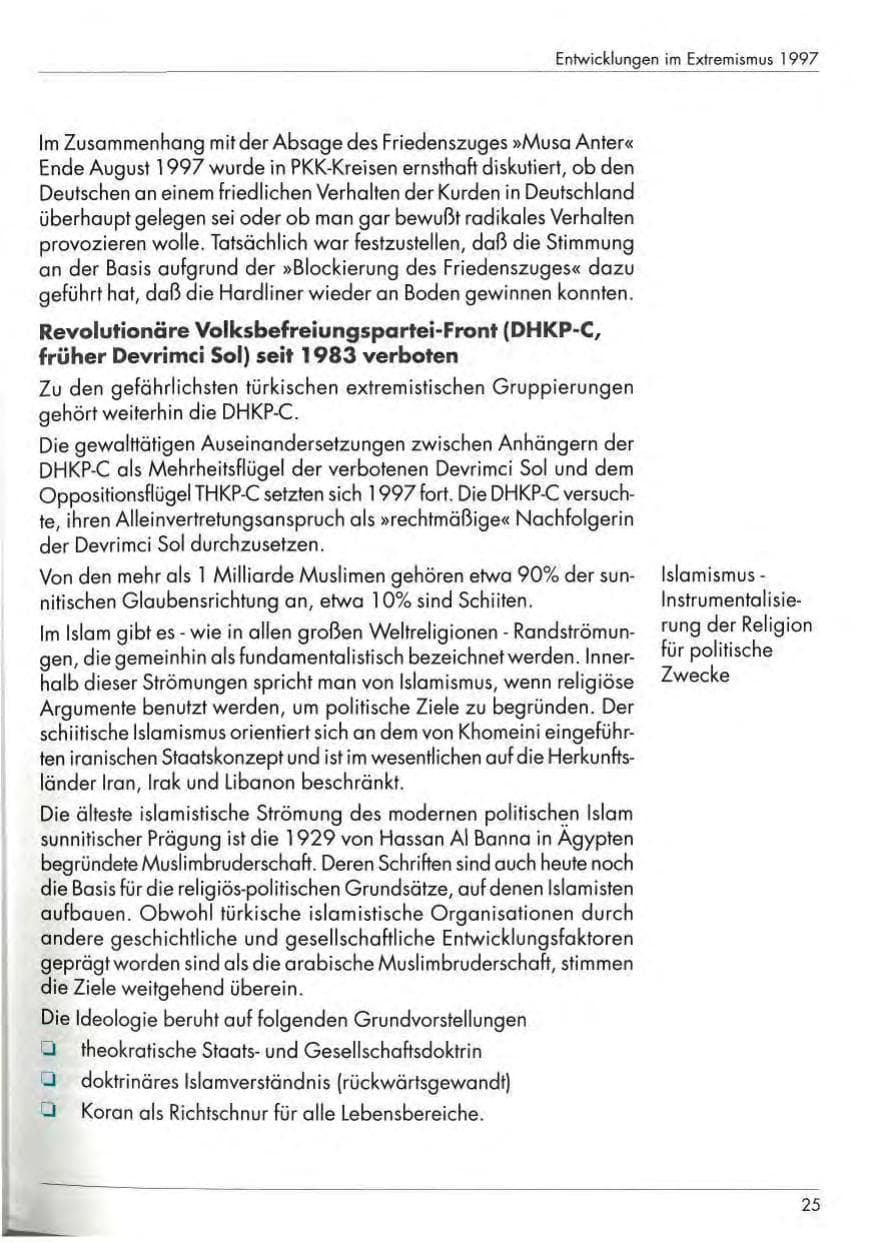 Seite 27 des Verfassungsschutzbericht 1997 Nordrhein-Westfalen