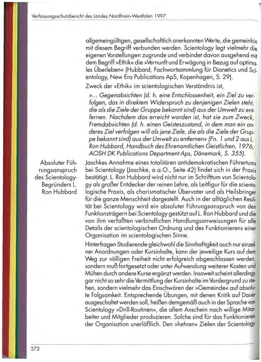 Seite 274 des Verfassungsschutzbericht 1997 Nordrhein-Westfalen